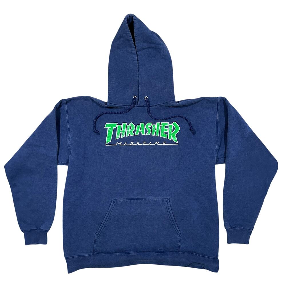 Vintage Y2K Thrasher Magazine Hoodie Sweatshirt Men’s Medium Skater Faded